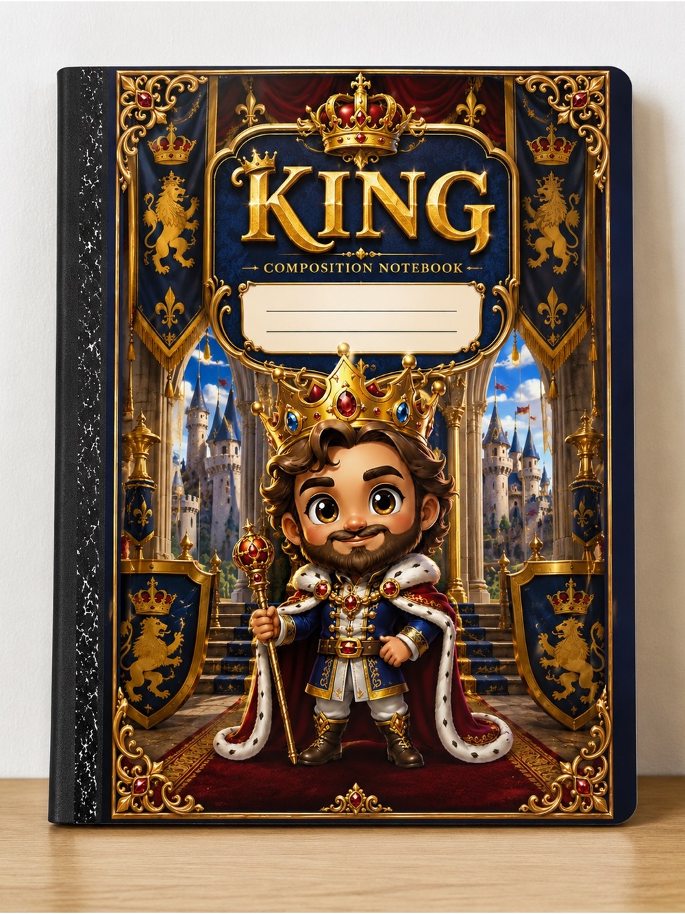 King Composition Notebook - Blue & Gold Hardcover